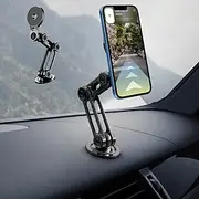 Folding Alloy Magnetic Car Mount 360 Rotating Adjustable Magnetic Car Phone Holder Universal Phone Stand For IPhone 15/14/13/12 Series Magsafe Phone Case