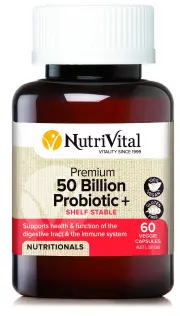 Nutrivital Premium 50 Billion Probiotic+ (Shelf Stable) | 60 capsules
