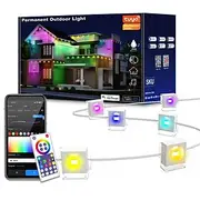 LED Smart Light Downlights Eternity Lights Permanent Outdoor Lights with App Wifi Bluetooth Remote RGBIC Smart Eaves Lights IP67 Waterproof House Roof Outdoor