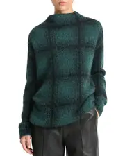 Vince Shadow Plaid Funnel Neck Sweater