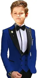 [NULOPOR] Boys 3 Piece Wedding Suits Peaked Lapel Blazer Jacket Vest Pants Classic Tuxedo Morden Fit Toddler Dress for Boys
