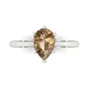 2ct Pear Cut Champagne Stone Promise Designer engagement Ring 14k White Gold