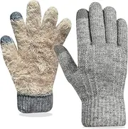 [QICEDER] Gloves Men Women Winter Ski Gloves Fleece Stretch Knitted Gloves Touchscreen Gloves Wool Warm Comfortable Running Gloves Sports Knitted Gloves