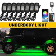 8x LED Pod RGB Rock Light Underbody Neon Lamp Glow Kit Bluetooth Control Music