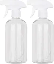 16.9 oz Plastic Spray Bottle Trigger Empty Spray Bottles Clear Refillable Container for Water, Essential Oils, Hair, Cleaning Products, Adjustable Head Sprayer and Stream (2 Pack)