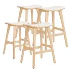 4X Wooden Bar Stool Padded Fabric Dining Chair KANSO 65cm BEIGE