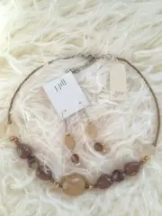 J. JILL Rutilated Quartz Pearl Seed Bead Mixed Stone NECKLACE & EARRINGS Set NWT