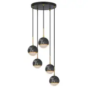 Oneta 5L Pendant Light Black Clear | Telbix Lighting