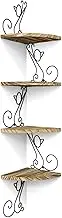 Alsonerbay Wall Mount Corner Shelves 4 Tier Floating Corner Storage Wood Shelves Decorative Rustic Radial Shelf in Cat Shape Carbonized Black