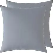 Cozomiz Outdoor Throw Pillow Covers, Solid Color Waterproof Throw Pillow Cases for Outdoor Patio Porch Farmhouse Garden Balcony Couch 17"x17" Inch(2 Pieces) Grey