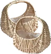 2pcs Woven Flower Baskets with Handles Handmade Decorative Storage Baskets for Flowers Home Organization Lightweight Durable Multipurpose Design