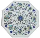 Marble side table top pietra dura marquetry handcrafted inlay home decor
