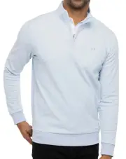 TravisMathew Men's Cloud 2.0 Golf 1/4 Zip - Heather Light Blue - Large