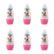 6x Dove 50ml Anti Sweat Deodorant Roll On Go Fresh Pomegranate & Lemon Verbena