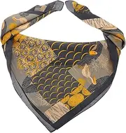 [Ipetboom] Square Faux Silk Head Scarf for Women Vintage Printed Hair Bandana Wrap Neckerchief Professional Look for Business and Travel Elegant Hair Accessory