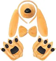 Detective Canine Hero Costume Accessories Set, Dog Ears Headband, Nose, Bow Tie, Tail and Gloves for School World Book Day and Spirit Week., Blue