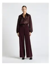 [Cue] European Tailored Double Buckle Pant in Wine