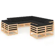 11 Piece Garden Lounge Set with Anthracite Cushions Pinewood vidaXL
