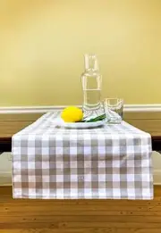 Gingham Check Table Runner by Italy (1ea) 72x14in Ghisallo, Green and White,
