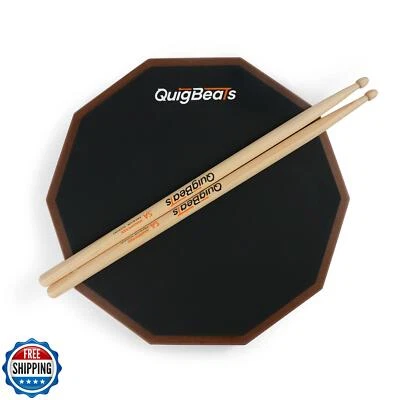 QuigBeats Drum Pad and Premium Drum Sticks, Silent Drum Practice Pad with Pit