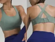 Lululemon Air Support Bra Size 36 DDD Crossback Padded Tidewater Teal Vapor