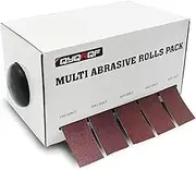 Emery Cloth Roll, 5 Grits Abrasive Sandpaper Rolls Assorted Sand Paper with Dispenser for Woodworking Automotive Metal Polishing, 150 240 320 400 600 Grits Per Roll 8 Meters