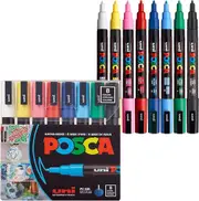 8 Posca Paint Markers, 3M Fine Posca Markers with Reversible Tips, Posca Marker Set of Acrylic Paint Pens - Posca Pens for Art Supplies, Fabric Paint, Fabric Markers, Paint Pen, Art Markers
