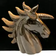 Natural quartz crystal cluster mineral specimen.Tiger's-eye.Carved.Unicorn.