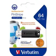 Verbatim MicroBan Antibacterial Pinstripe USB 3.0 Drive Stick 64GB