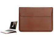 PU Leather Sleeve Case Pouch Laptop Bag With Stand For Macbook 11 13 15 Inches-Brown