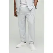Mens Light Grey Plus Elasticated Waist Technical Stretch Slim Trousers
