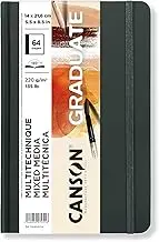 CANSON Graduate Book, Sketchbook, Double-Sided: Grainy and Smooth, 220gsm, Sketchbook Hardcover, 5.5x8.5 Inches, Natural, 65 Sheets