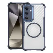 For Samsung Galaxy S24 FE 5G Case, Carbon Texture, MagSafe Compatible Back Cover, Blue