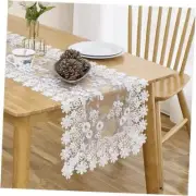 White Floral Lace Table Runner 54 inches Dresser Scarf for Spring 16”x54” Grey