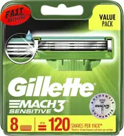 Mach3 Turbo Sensitive Men'S Razor Blade Refill Cartridges, Pack of 8