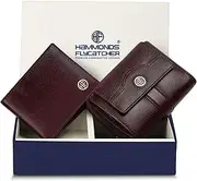 [HAMMONDS FLYCATCHER] Genuine Leather Wallets for Men and Women, Stylish Couples Gift Set with Multiple Card Slots, Zipper Pockets - Anniversary Special and Wedding Gift Idea, Coffee Brown