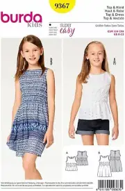 Burda Sewing Pattern 9367 Dress Top Girls Size 6-13