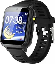 BonBon Kids Waterproof Touch Screen Smart Watch with 24 Puzzle Games HD Camera Music Player Pedometer Alarm Clock and Selfie Cam - Great Learning Toy for Kids (Black)