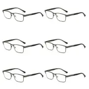 6 PK Mens Metal Frame Blue Light Blocking Reading Glasses Spring Hinge Readers