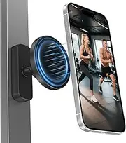 VENINGO Gym Magnetic Phone Holder, 360 Rotation Alloy Base & Ball Joint Dual Magnetic Attach to Metal Surfaces Portable Phone Mount Workout Accessory for iPhone 16 15 14 13 12 Pro Max,Black