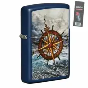 Zippo 49408 Compass Design Navy Matte Pokcet Lighter + FLINT PACK