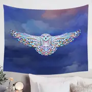 Multi Colored Native Flying Owl Tapestry
