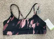 New Marika Large Sports Bra Black Removable Pads NWT Blush Spaced Out Scribble