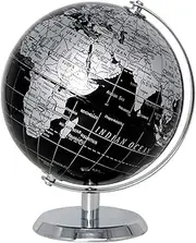 Exerz 14cm World Globe - Mini Globe Educational/Geographic/Modern Desktop Decoration - Stainless Steel Arc and Base - for School, Home, and Office (Black)