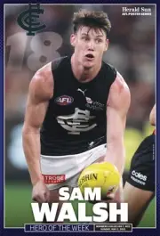 Sam Walsh Carlton blues team player POSTER,AFL FOOTBALL,swans, pies books