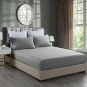 Royal Comfort 2000TC 3 Piece Fitted Sheet and Pillowcase Set Double Mid Grey