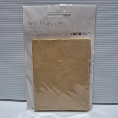 Kaisercraft "String & Button Closure" Small Envelopes 5 Pack Square 3 x 4"