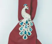 Peacock Napkin Rings Set of 4 Sparkling Napkin Holders Table Decorations Party