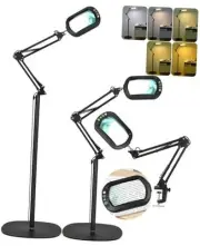 10X Rectangle Magnifying Glass with Light and stand, 5*3 Inch Real Glass 5