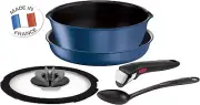 Tefal Ingenio Induction 5 Piece Non Stick Cookware Set Blue T-fal New